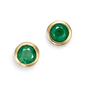 Bloomingdale's Emerald Bezel Stud Earrings in 14K Yellow Gold - 100% Exclusive- 2981446