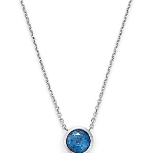 Bloomingdale's Blue Sapphire Bezel Pendant Necklace in 14K White Gold, 16 - 100% Exclusive- 2981456