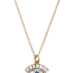 Bloomingdale's Diamond & Blue Sapphire Evil Eye Pendant Necklace in 14K Yellow Gold, 18 - 100% Exclusive- 3043202