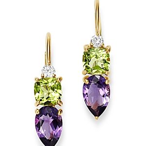 Bloomingdale's Diamond, Amethyst & Peridot Drop Earrings in 14K Yellow Gold - 100% Exclusive- 3043191