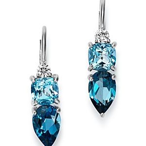 Bloomingdale's Diamond, Swiss Blue Topaz & London Blue Topaz Drop Earrings in 14K White Gold - 100% Exclusive- 3043193