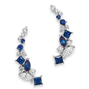 Bloomingdale's Diamond and Blue Sapphire Climber Earrings in 14K White Gold - 100% Exclusive- 3025687