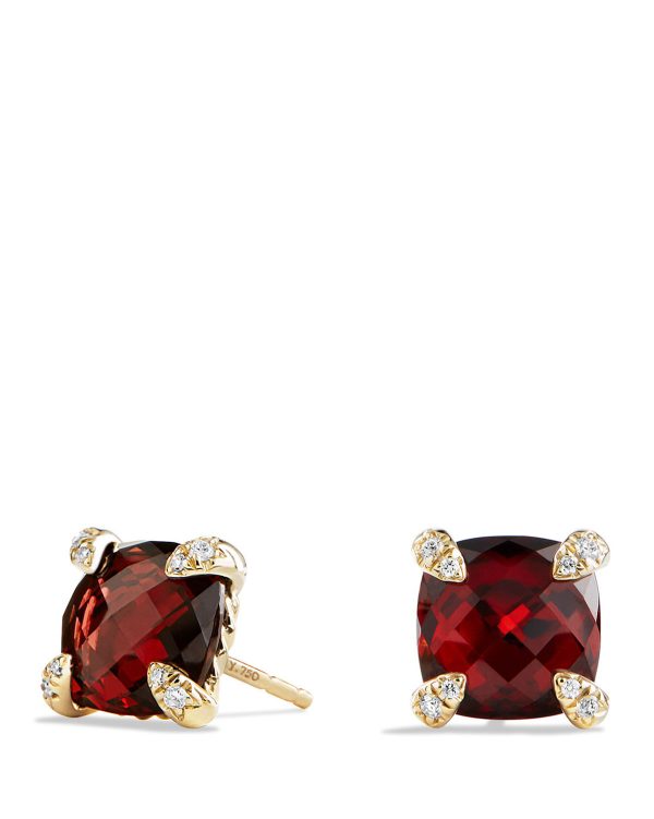 8mm Chatelaine Garnet Earrings with Diamonds- sku167330225