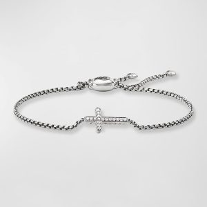Cross Chain Bracelet with Diamonds in Silver, 1.7mm- sku162060387