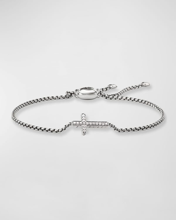 Cross Chain Bracelet with Diamonds in Silver, 1.7mm- sku162060387