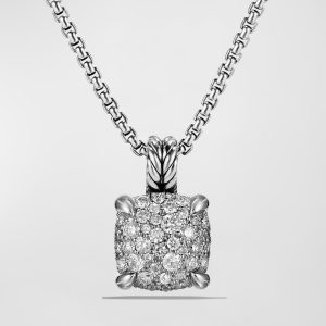 Chatelaine Silver Pave Diamond Pendant Necklace- sku180560422