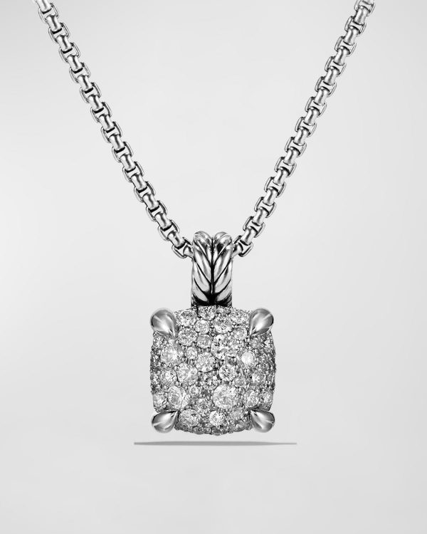 Chatelaine Silver Pave Diamond Pendant Necklace- sku180560422
