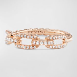 Stax Pave Diamond Chain Link Ring in 18K Rose Gold, Size 6- sku167820523