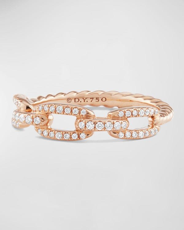 Stax Pave Diamond Chain Link Ring in 18K Rose Gold, Size 6- sku167820523