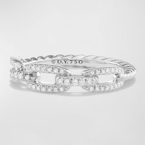 Stax Pave Diamond Chain Link Ring in 18K White Gold, Size 6- sku168380674