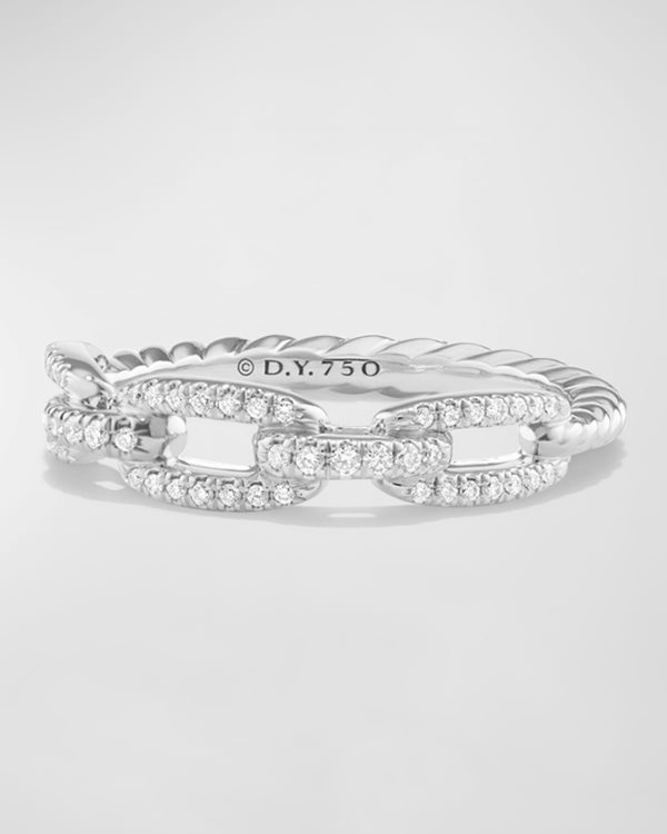 Stax Pave Diamond Chain Link Ring in 18K White Gold, Size 6- sku168380674