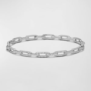 Stax Chain Link Bracelet in 18k White Gold w/ Diamonds, Size M- sku167460876