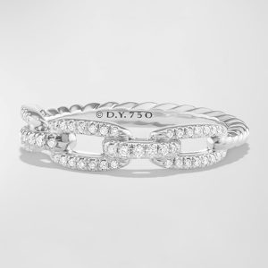 Stax Pave Diamond Chain Link Ring in 18K White Gold, Size 7- sku168380662