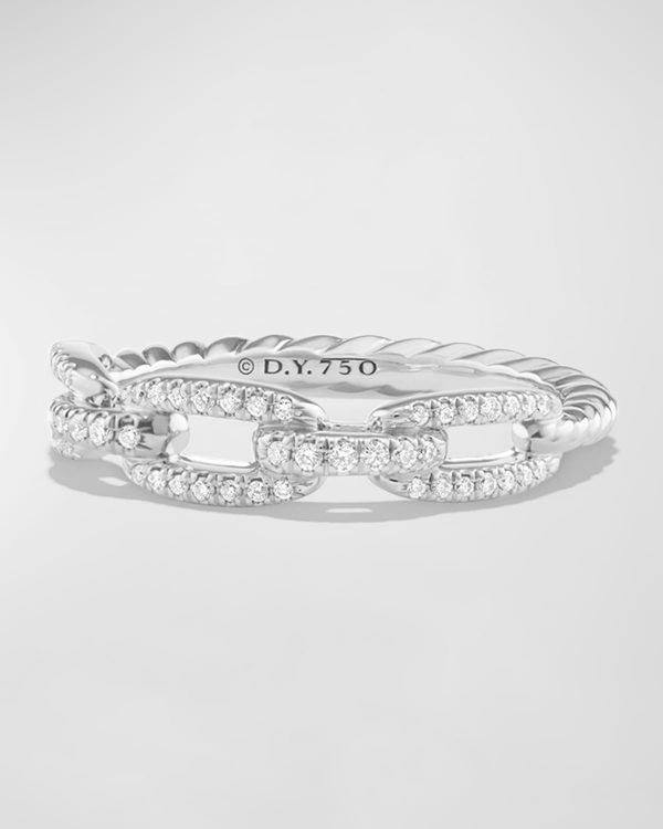 Stax Pave Diamond Chain Link Ring in 18K White Gold, Size 7- sku168380662