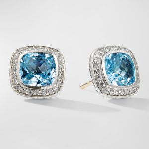 Albion Stud Earrings with Gemstone and Diamonds in Silver, 7mm- sku169633111