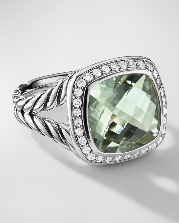 Albion Ring with Gemstone and Diamonds in Silver, 11mm- sku168180312