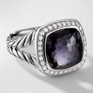 Albion Ring with Gemstone and Diamonds in Silver, 11mm- sku172690199