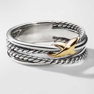 X Crossover Ring in Silver with 18K Gold, 6mm- sku165280034