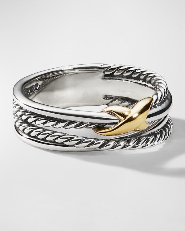 X Crossover Ring in Silver with 18K Gold, 6mm- sku165280034