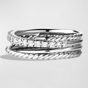 Crossover Ring with Diamonds- sku168181306