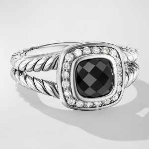 Petite Albion Ring with Gemstone and Diamonds in Silver, 7mm- sku168180234