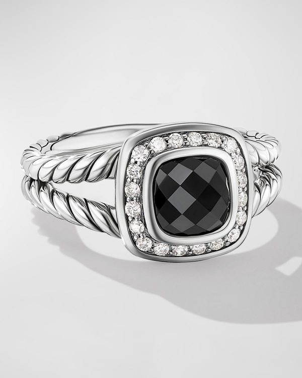 Petite Albion Ring with Gemstone and Diamonds in Silver, 7mm- sku168180368