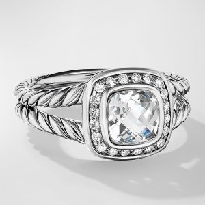 Petite Albion Ring with Gemstone and Diamonds in Silver, 7mm- sku168180451