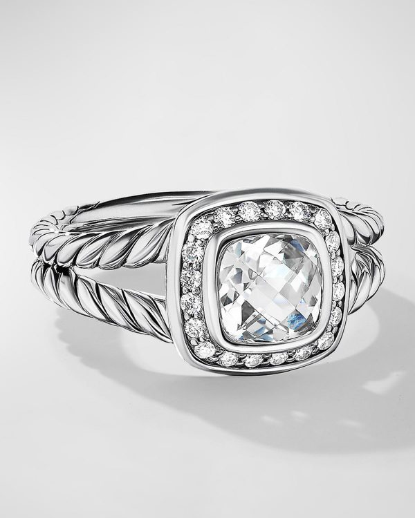 Petite Albion Ring with Gemstone and Diamonds in Silver, 7mm- sku168180451