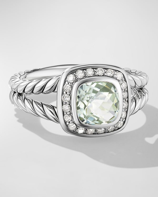 Petite Albion Ring with Gemstone and Diamonds in Silver, 7mm- sku168180448