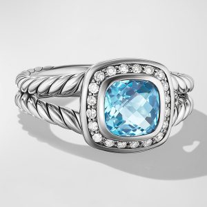 Petite Albion Ring with Gemstone and Diamonds in Silver, 7mm- sku168180636