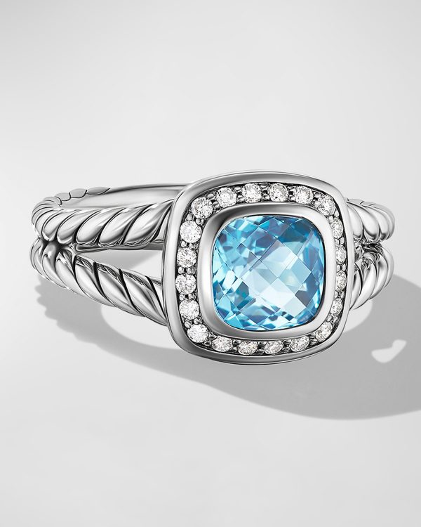 Petite Albion Ring with Gemstone and Diamonds in Silver, 7mm- sku168180636