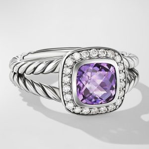 Petite Albion Ring with Gemstone and Diamonds in Silver, 7mm- sku168180655