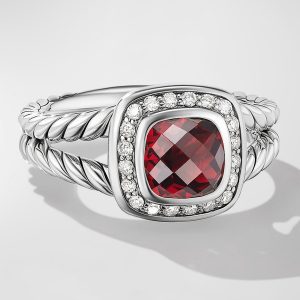 Petite Albion Ring with Gemstone and Diamonds in Silver, 7mm- sku168180537