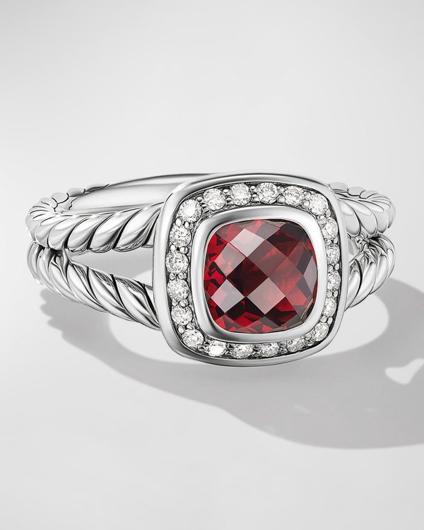 Petite Albion Ring with Gemstone and Diamonds in Silver, 7mm- sku168180537