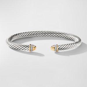 Cable Classics Bracelet with Gold Domes and Diamonds- sku102090017