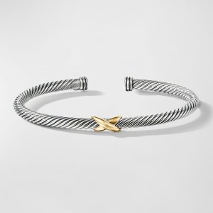 Cable Station Bracelet in Silver with 18K Gold, 4mm- sku139320326