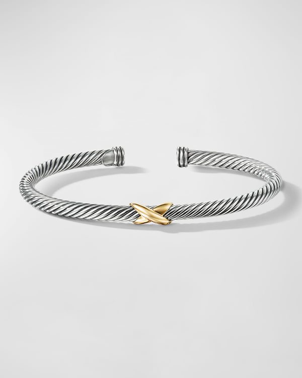 Cable Station Bracelet in Silver with 18K Gold, 4mm- sku139320326
