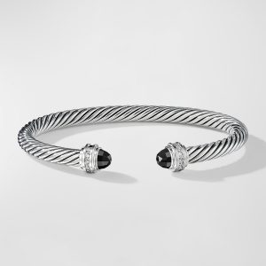 Cable Bracelet with Gemstones in Silver, 5mm- sku175730506