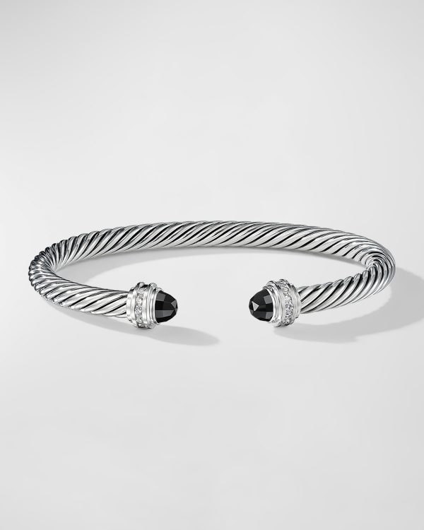 Cable Bracelet with Gemstones in Silver, 5mm- sku170373325