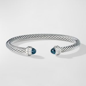 Cable Bracelet with Gemstones in Silver, 5mm- sku170373341