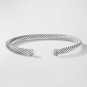 Cable Bracelet with Diamonds in Silver, 5mm- sku170371440