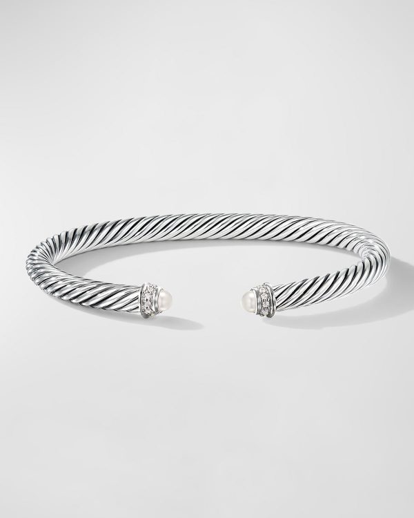 Cable Bracelet with Diamonds in Silver, 5mm- sku102100199