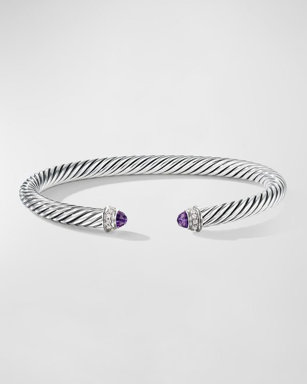 Cable Bracelet with Diamonds in Silver, 5mm- sku169012112