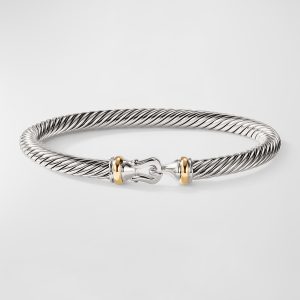 Cable Buckle Bracelet in Silver with 18K Gold, 5mm- sku169040482