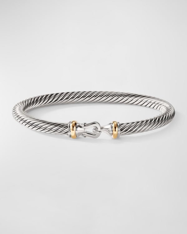 Cable Buckle Bracelet in Silver with 18K Gold, 5mm- sku220690160