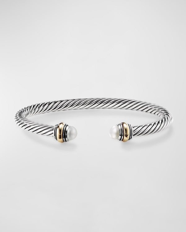 Cable Bracelet with Gemstone in Silver with 14K Gold, 5mm- sku168181484
