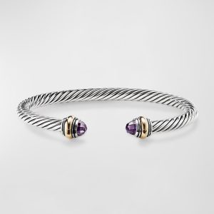 Cable Bracelet with Gemstone in Silver with 14K Gold, 5mm- sku218640622