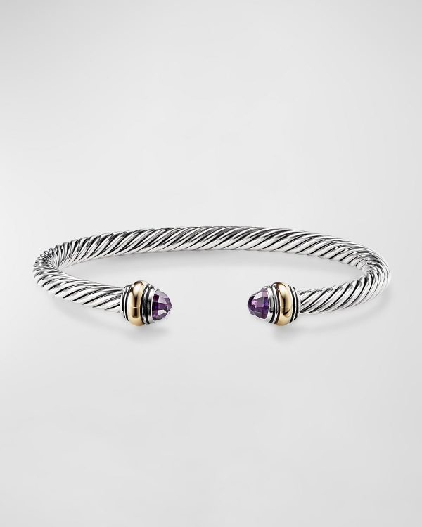 Cable Bracelet with Gemstone in Silver with 14K Gold, 5mm- sku218640622