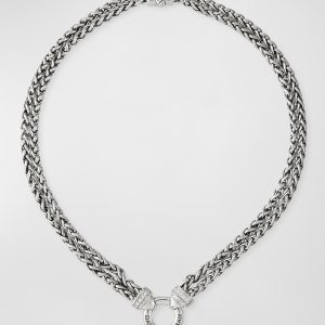Double Wheat Chain Necklace with Diamonds- sku195290038
