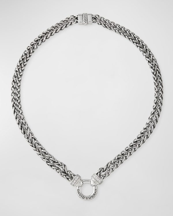 Double Wheat Chain Necklace with Diamonds- sku195290038